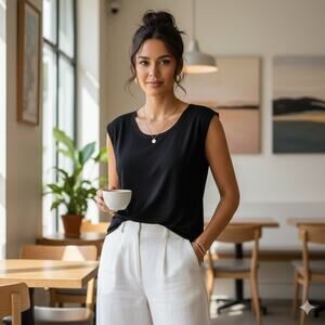 Coldwater Creek Black Slinky Knit Tank Top Large